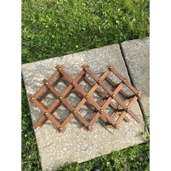 Vintage wooden expandable wine bottle drinking rack holder 10 spaces - Picture 4 of 5